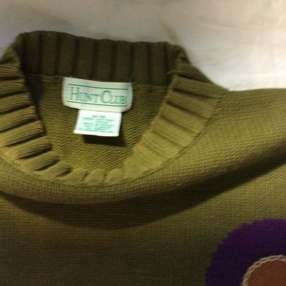 Hunt Club Knit Sweater Multi Color Olive Green Women’s Sz M Med Oversized 90s - Picture 8 of 16